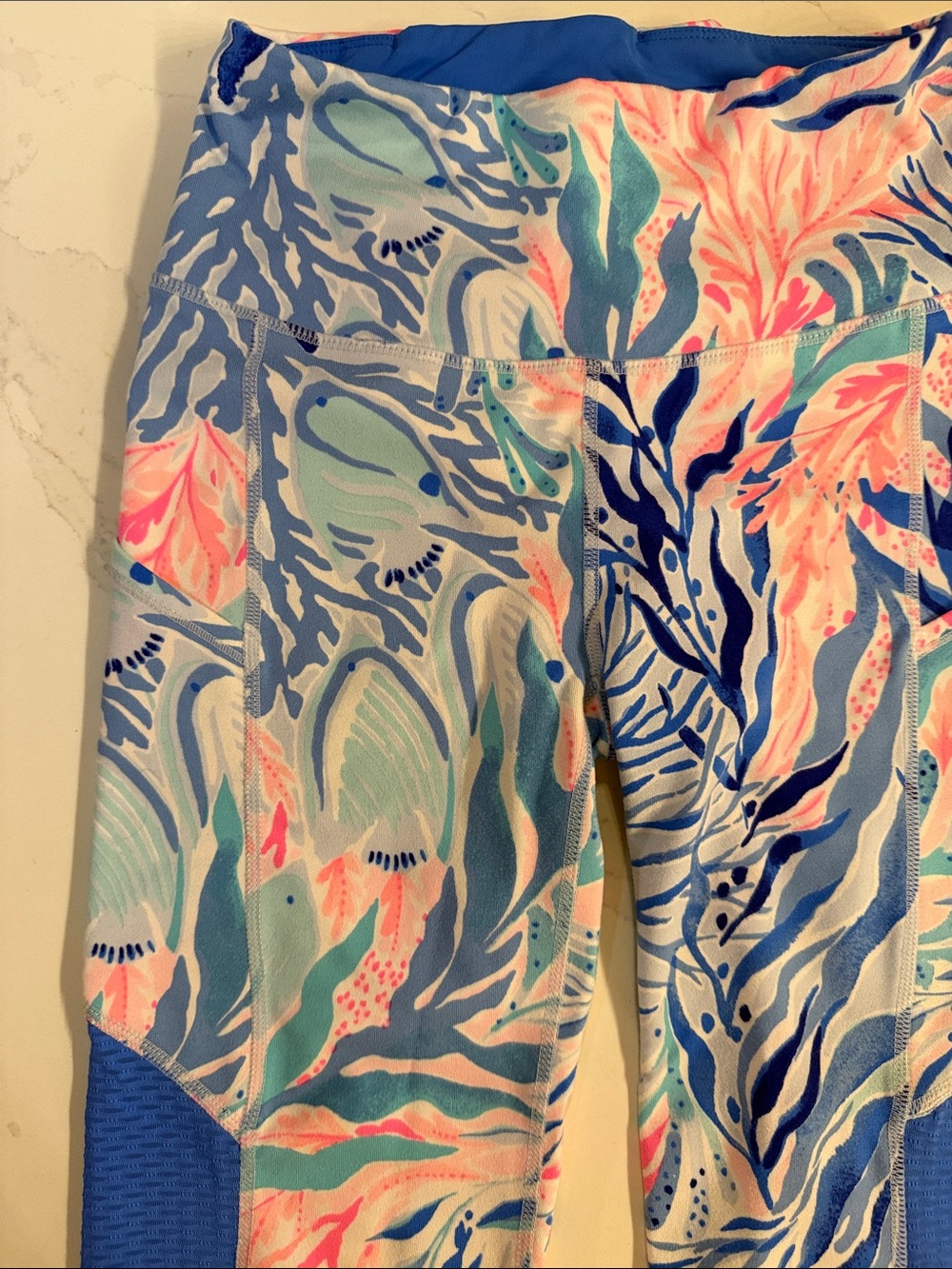 Lilly Pulitzer Blue Multicolor Floral Swim Leggings